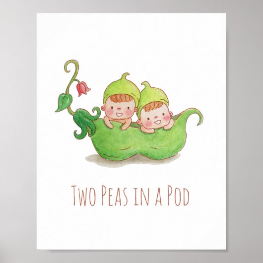 水彩双子えんどう豆のぬいぐるみ壁飾り ポスター (正面)