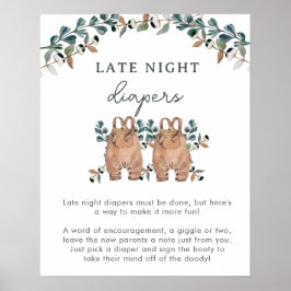 水彩双生児シャワー男女兼用ゲーム ポスター