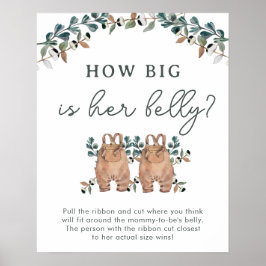 水彩双生児シャワー男女兼用ゲーム ポスター