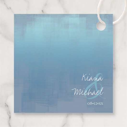 水彩反射ありがとうほこりっぽいブルーID774 フェイバータグ (裏面)