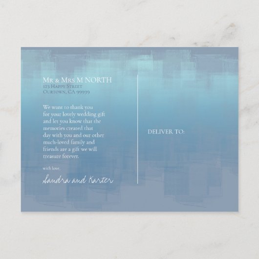 水彩反射ありがとうほこりっぽいブルーID774 ポストカード (裏面)