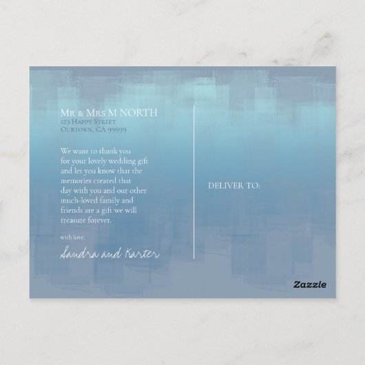 水彩反射ありがとうほこりっぽいブルーID774 ポストカード (裏面)