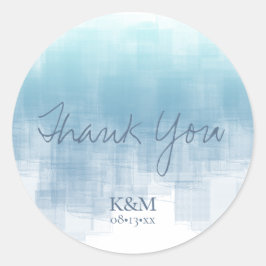 水彩反射ありがとうほこりっぽいブルーID774 ラウンドシール
