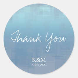 水彩反射ありがとうほこりっぽいブルーID774 ラウンドシール