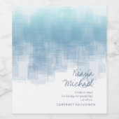 水彩反射ありがとうほこりっぽいブルーID774 ワインラベル (シングルラベル)