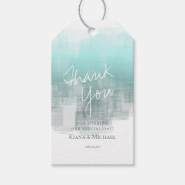 水彩反射ありがとうティール(緑がかった色)ID774 ギフトタグ
