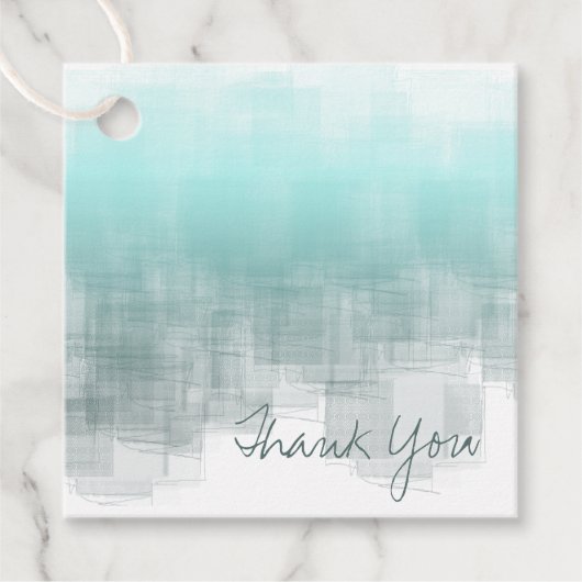 水彩反射ありがとうティール（緑がかった色）ID774 フェイバータグ (正面)