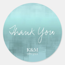 水彩反射ありがとうティール(緑がかった色)ID774 ラウンドシール