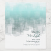 水彩反射ありがとうティール(緑がかった色)ID774 ワインラベル (シングルラベル)