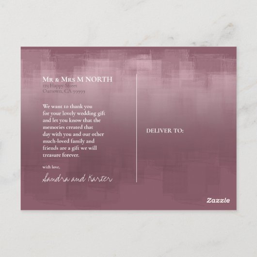 水彩反射お礼Mauve ID774 ポストカード (裏面)