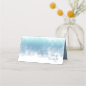 水彩反射テーブルほこりっぽい青ID774 プレイスカード (裏面)