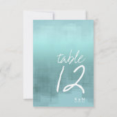 水彩反射テーブル番号ティール(緑がかった色)ID774 招待状 (裏面)