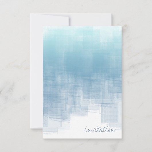 水彩反射リハーサルほこりっぽい青ID774 招待状 (裏面)