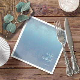 水彩反射結婚の埃っぽい青ID774 スタンダードカクテルナプキン