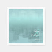 水彩反射結婚ティール(緑がかった色)ID774 スタンダードカクテルナプキン (正面)