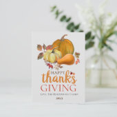 水彩収穫秋ハッピーサンクスギビング シーズンポストカード (スタンド正面)