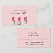 水彩口紅メイクアップアーティストビジネスカード 名刺 (正面/裏面)