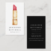 水彩口紅美しいメイクアップアーティスト 名刺 (正面/裏面)