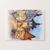 水彩古い都市 ジグソーパズル (横)