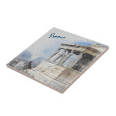 水彩古代アテネ遺跡ギリシャ陶磁器 タイル (側面)