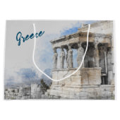 水彩古代アテネ遺跡大抱き枕 ラージペーパーバッグ (正面)