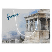 水彩古代アテネ遺跡大抱き枕 ラージペーパーバッグ (裏面)