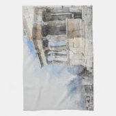 水彩古代ギリシャのアテネ遺跡 キッチンタオル (縦)