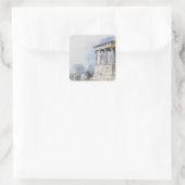 水彩古代ギリシャのアテネ遺跡 スクエアシール (バッグ)