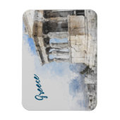 水彩古代ギリシャのアテネ遺跡 マグネット (縦)