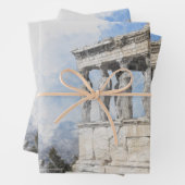 水彩古代ギリシャのアテネ遺跡 ラッピングペーパーシート (インサイチュ)