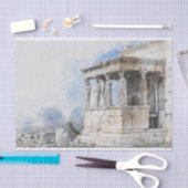 水彩古代ギリシャのアテネ遺跡 薄葉紙 (クラフト)