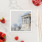 水彩古代ギリシャPアテネ遺跡 スタンダードカクテルナプキン (インサイチュ)
