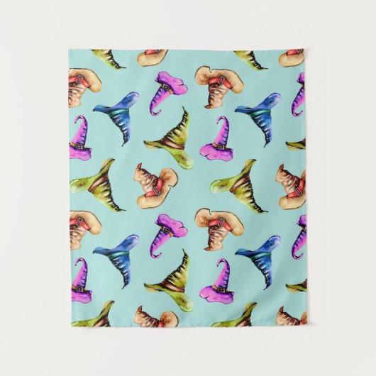 水彩古帽、手拭き模様 タペストリー (正面)