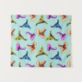 水彩古帽、手拭き模様 タペストリー (正面(横))