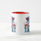 水彩可愛いお洒落雪だるまとギフト マグカップ (中央)