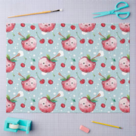 水彩可愛いさくらんぼデカップアート 薄葉紙