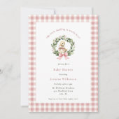 水彩可愛いアヒルのピンクの赤ちゃんシャワー 招待状 (正面)