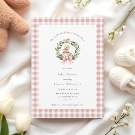 水彩可愛いアヒルのピンクの赤ちゃんシャワー 招待状