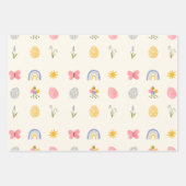 水彩可愛いイースターバニーとイースターエッグ ラッピングペーパーシート (正面3)