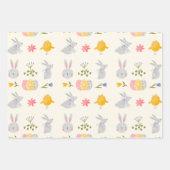 水彩可愛いイースターバニーとイースターエッグ ラッピングペーパーシート (正面)