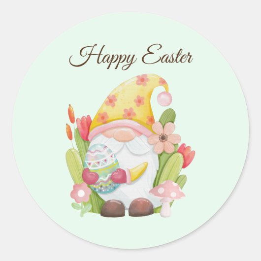 水彩可愛いイースター格言 ラウンドシール (正面)