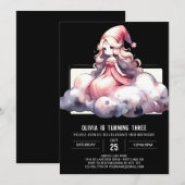 水彩可愛いウィザード誕生日 招待状 (正面/裏面)