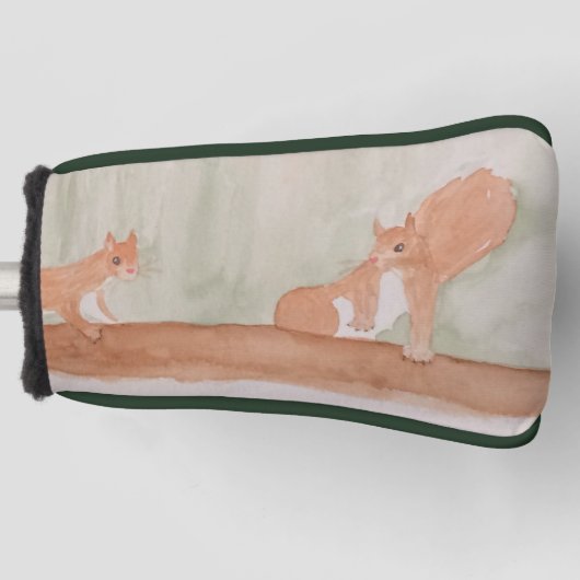 水彩可愛いウッドランドリス ゴルフヘッドカバー (正面)