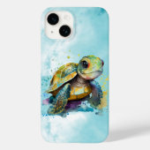 水彩可愛いウミガメのアートワーク青 Case-Mate iPhoneケース (裏面)