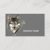 水彩可愛いオオカミ、オオカミ野生動物ブシン 名刺 (裏面)