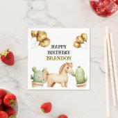 水彩可愛いカウボーイ1stロデオ誕生日 スタンダードカクテルナプキン (インサイチュ)