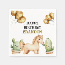 水彩可愛いカウボーイ1stロデオ誕生日