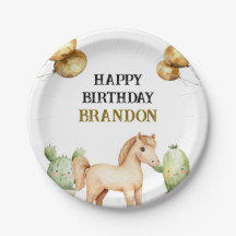 水彩可愛いカウボーイ1stロデオ誕生日