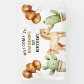 水彩可愛いカウボーイ1stロデオ誕生日 横断幕 (縦)