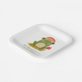 水彩可愛いカエルの誕生日 ペーパープレート (傾斜あり)